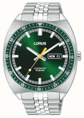 Lorus Deportes automático día/fecha 100 m (43 mm) esfera verde rayos de sol / acero inoxidable RL443BX9