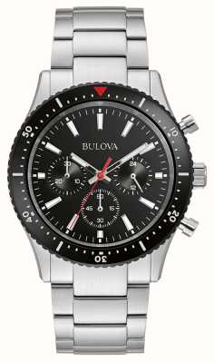 Bulova Reloj clásico para hombre (41 mm) con esfera negra y pulsera de acero inoxidable. 98A268