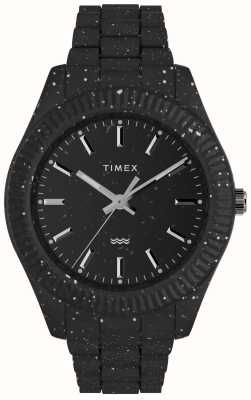 Timex Esfera negra Legacy Ocean (42 mm) para hombre/correa negra de material #tide Ocean TW2V77000