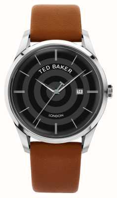 Ted Baker Reloj leytonn (40 mm) para hombre con esfera negra y correa de piel marrón BKPLTF301