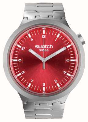 Swatch Gran ironía atrevida con brillo escarlata (47 mm) esfera color burdeos/acero inoxidable SB07S104G