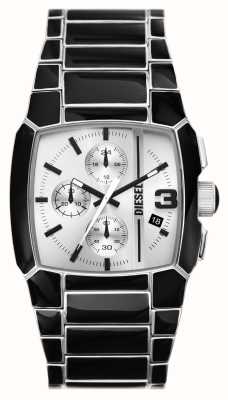 Diesel Reloj de suspenso para hombre (40 mm) con esfera plateada y brazalete de acero inoxidable negro y plateado. DZ4646