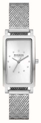 Skagen Esfera rectangular plateada Hagen (22 mm) para mujer / pulsera de malla de acero SKW3115