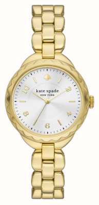 Kate Spade Esfera plateada Morningside (34 mm)/brazalete de acero inoxidable en tono dorado KSW1735