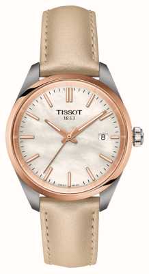 Tissot Reloj pr 100 (34 mm) para mujer con esfera de nácar y correa de piel color crema T1502102611100