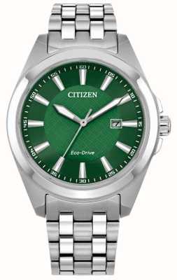 Citizen Reloj eco-drive (41 mm) para hombre con esfera verde y pulsera de acero inoxidable BM7530-50X
