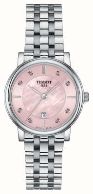 Tissot Carson premium lady (30 mm) esfera de nácar rosa/brazalete de acero inoxidable T1222101115900