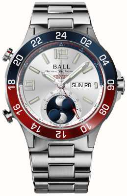 Ball Watch Company Roadmaster marine gmt fase lunar (42 mm) esfera plateada/brazalete de titanio y acero inoxidable DG3220A-S1CJ-SL