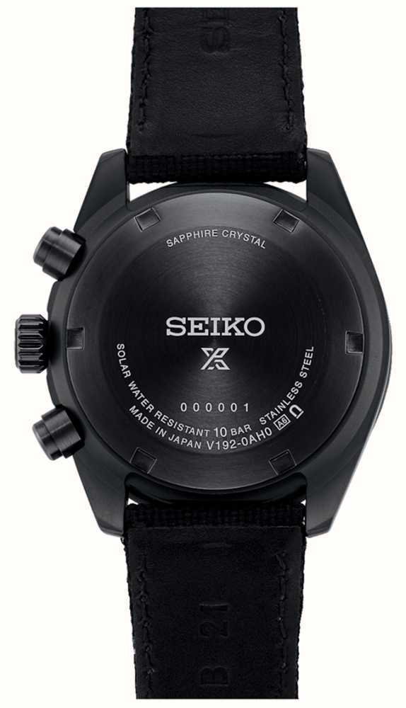 Seiko Reloj solar de cuarzo con esfera negra para hombre, Negro, Buceador
