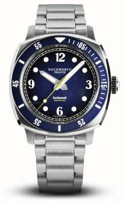 Duckworth Prestex Reloj Belmont para hombre (42 mm) con esfera azul y pulsera de acero inoxidable. D328-03-ST