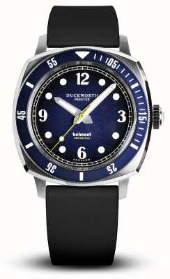 Duckworth Prestex Reloj Belmont para hombre (42 mm) con esfera azul y correa de caucho negra. D328-03-AR
