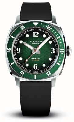 Duckworth Prestex Reloj Belmont para hombre (42 mm) con esfera verde y correa de caucho negra. D328-04-AR