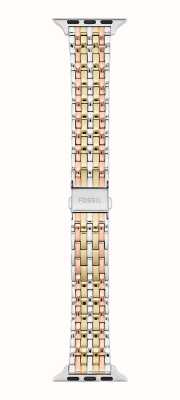 Fossil Correa para Apple Watch (38/40/41 mm) de acero inoxidable tricolor sin pantalla S380007 EX-DISPLAY