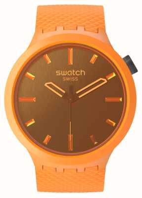 Swatch Naranja aplastante (47 mm) naranja marrón / correa de silicona naranja SB05O102
