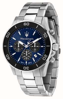 Maserati Reloj de competición para hombre (43 mm) con esfera de cronógrafo azul y brazalete de acero inoxidable. R8873600009