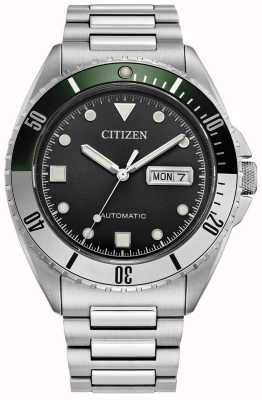 Citizen Reloj deportivo automático para hombre (42 mm) con esfera negra y brazalete de acero inoxidable. NH7531-50E