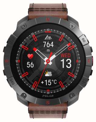 Polar Reloj deportivo inteligente gps grit x2 pro titan premium (m-l) correa de piel marrón + correa de silicona negra 900110288