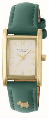 Radley Reloj Hanley Close (31 mm) para mujer con esfera color crema y correa de piel verde. RY21722