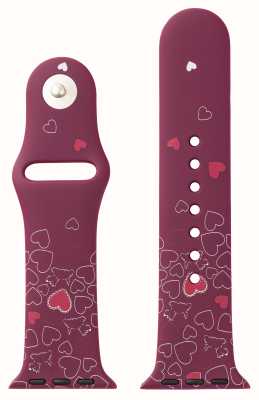 Radley Correa Apple Watch (38/40/41 mm) Correa de silicona rosa oscuro con estampado de corazones RYS-A13P