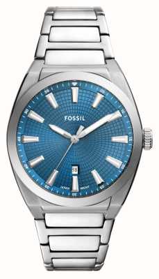 Fossil Reloj everett para hombre (42 mm) con esfera azul y brazalete de acero inoxidable. FS6054