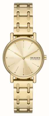 Skagen Reloj signatur lille (30 mm) para mujer con esfera dorada y pulsera de acero inoxidable en tono dorado SKW3124