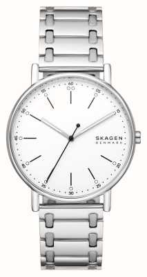 Skagen Esfera blanca signatur (40 mm) para mujer/brazalete de acero inoxidable SKW6912