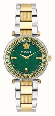 Versace Esfera verde Reve (35 mm) / brazalete de acero inoxidable de dos tonos VE8B00524