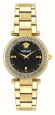 Versace Reve (35 mm) esfera negra/brazalete de acero inoxidable en tono dorado VE8B00624
