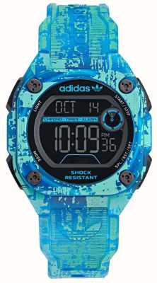 Adidas Esfera digital City tech two grfx (45 mm) / correa de plástico con estampado azul AOST24077