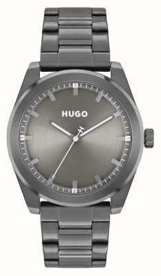 HUGO Esfera gris #brillante (42 mm) para hombre/brazalete de acero inoxidable gris 1530355