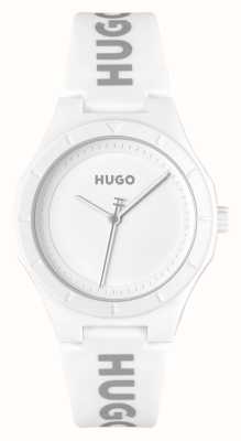 HUGO Esfera blanca #lit (36 mm) para mujer/correa de silicona blanca 1540165