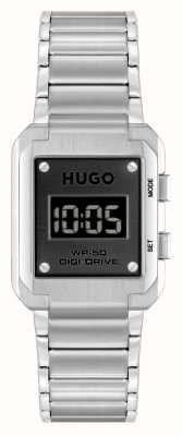 HUGO #thrive para hombre (30 mm) con esfera digital negra y pulsera de acero inoxidable 1530356