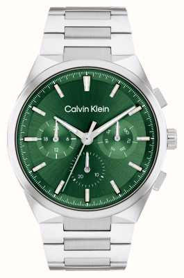 Calvin Klein Reloj distinguido para hombre (44 mm) con esfera verde y pulsera de acero inoxidable. 25200441