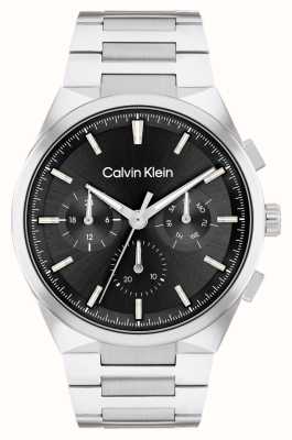 Calvin Klein Reloj distinguido para hombre (44 mm) con esfera negra y pulsera de acero inoxidable. 25200459