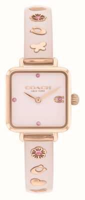 Coach Esfera cuadrada rosa cass (22 mm) para mujer/brazalete de acero inoxidable en tono oro rosa de resina rosa 14504309
