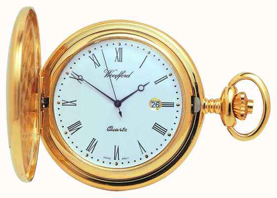 Woodford Reloj de bolsillo de cuarzo dorado full hunter 1207