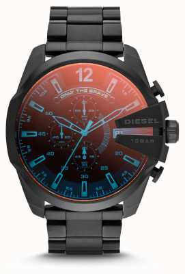 Diesel Reloj de hombre mega chief de acero ip negro iridiscente DZ4318