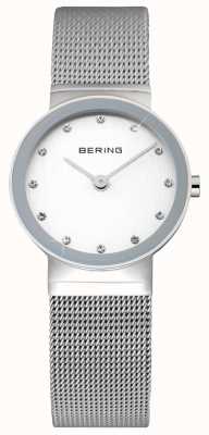 Bering Clásico de las mujeres | correa de malla de acero inoxidable | cara blanca | 10122-000