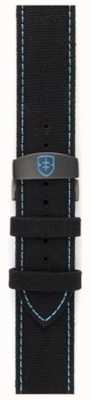 Elliot Brown Solo lona negra de 22 mm para hombre con correa azul cosida STR-C02