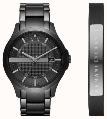 Armani Exchange Vestido de hombre pulsera de acero negro reloj pulsera de cuero regalo AX7101