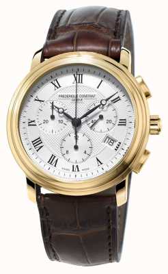 Frederique Constant Correa de cuero marrón con cronógrafo clásico para hombre FC-292MC4P5