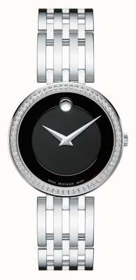 Movado Esperanza esfera de color negro bisel de 63 diamantes de las mujeres 0607052