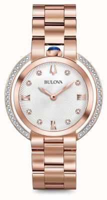 Bulova Reloj de diamante de tono de oro rosa rubaiyat Womans 98R248