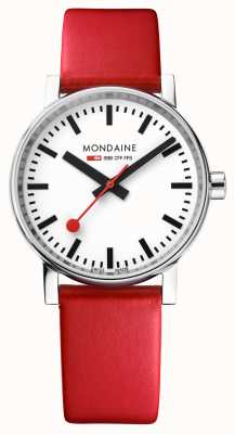 Mondaine Reloj Evo2 de 35 mm con correa de piel vegana roja MSE.35110.LCV