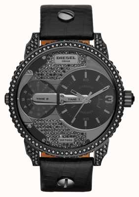 Diesel Reloj mini daddy de hombre con correa de piel negra DZ7328