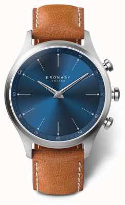 Kronaby 41 mm sekel esfera azul correa de cuero marrón a1000-3124 S3124/1