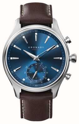 Kronaby Reloj inteligente híbrido Sekel (41 mm) esfera azul / correa de piel italiana marrón oscuro S3120/1