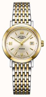 Rotary Reloj de pulsera windsor en dos tonos de oro y plata para mujer LB05301/09