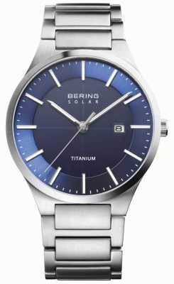Bering Rostro azul solar hombre plata titanio 15239-777