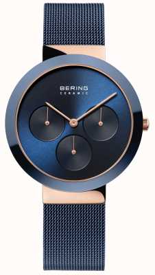 Bering Cerámica | caja de oro rosa pulido | esfera azul 35036-367